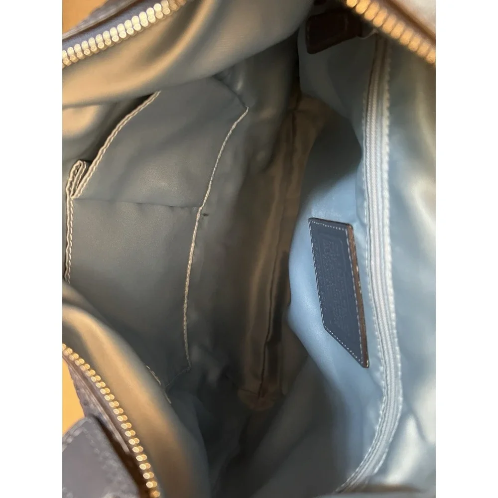 Coach Kristin Woven Leather Hobo Shoulder Bag Buttery Blue EUC Authentic 19314